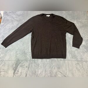 Turnbury extra fine merino wool men v neck sweater -brown- 2XL